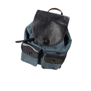 Coach Turnlock Rucksack in Denim & Navy Leather